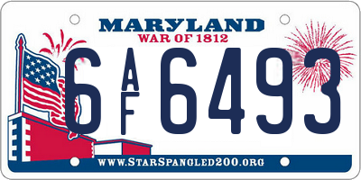 MD license plate 6AF6493