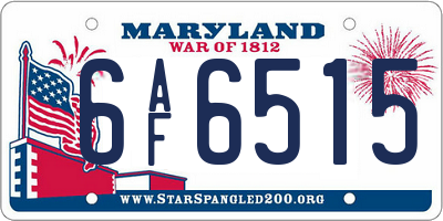MD license plate 6AF6515