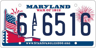 MD license plate 6AF6516