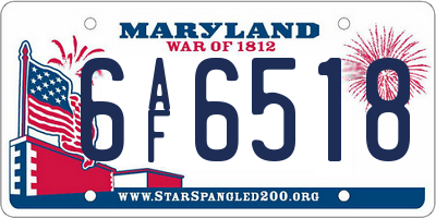 MD license plate 6AF6518
