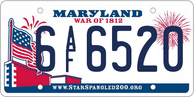 MD license plate 6AF6520