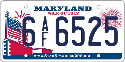 MD license plate 6AF6525