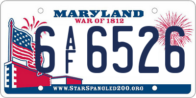 MD license plate 6AF6526