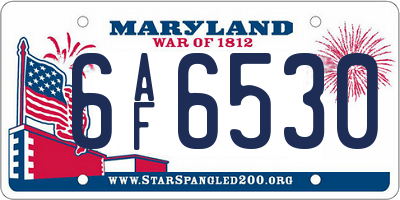 MD license plate 6AF6530