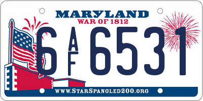 MD license plate 6AF6531