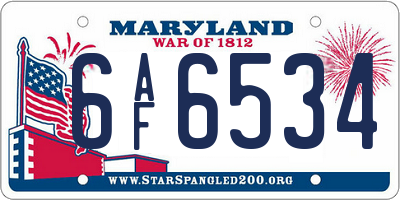 MD license plate 6AF6534