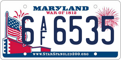 MD license plate 6AF6535