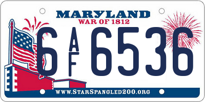 MD license plate 6AF6536