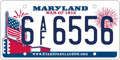 MD license plate 6AF6556