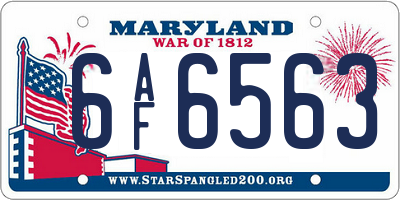 MD license plate 6AF6563