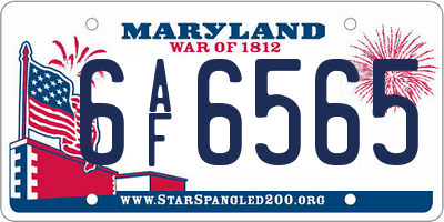 MD license plate 6AF6565