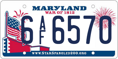 MD license plate 6AF6570