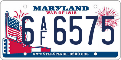 MD license plate 6AF6575
