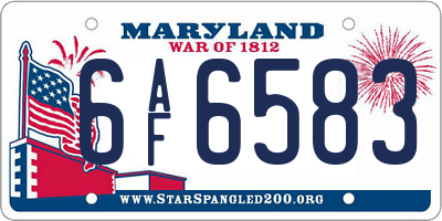 MD license plate 6AF6583