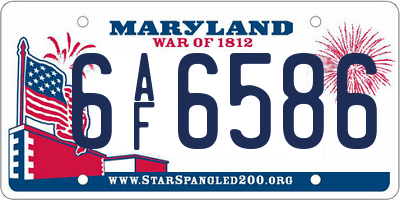 MD license plate 6AF6586