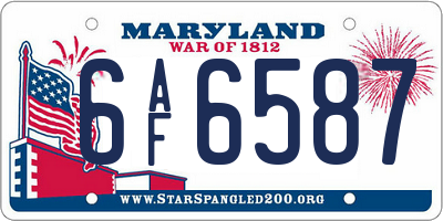 MD license plate 6AF6587