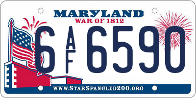 MD license plate 6AF6590