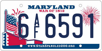 MD license plate 6AF6591