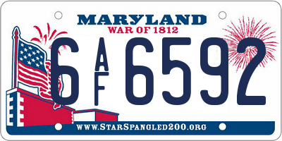 MD license plate 6AF6592
