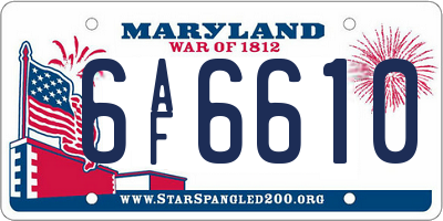 MD license plate 6AF6610