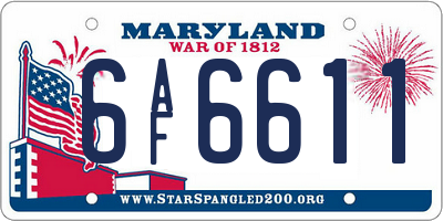 MD license plate 6AF6611