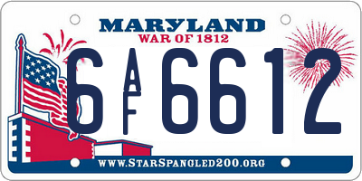 MD license plate 6AF6612