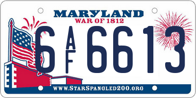 MD license plate 6AF6613