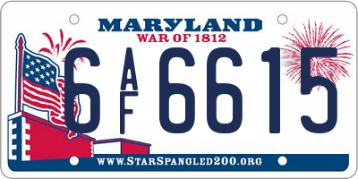 MD license plate 6AF6615