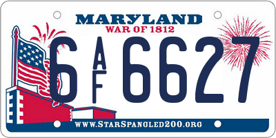 MD license plate 6AF6627