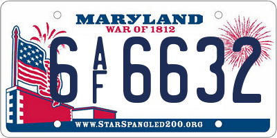 MD license plate 6AF6632