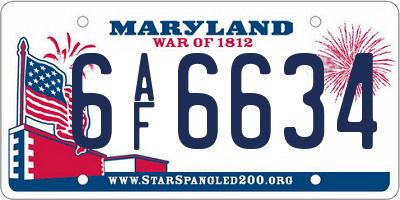 MD license plate 6AF6634