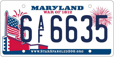 MD license plate 6AF6635