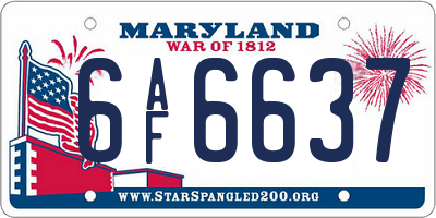 MD license plate 6AF6637