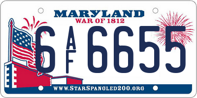 MD license plate 6AF6655