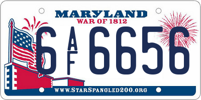 MD license plate 6AF6656
