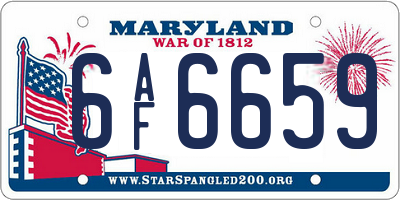 MD license plate 6AF6659