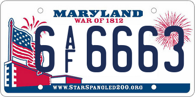 MD license plate 6AF6663
