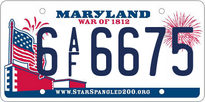 MD license plate 6AF6675