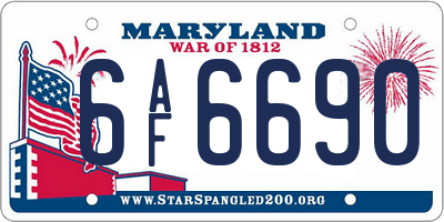 MD license plate 6AF6690