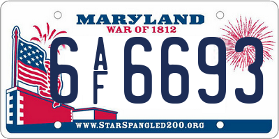 MD license plate 6AF6693