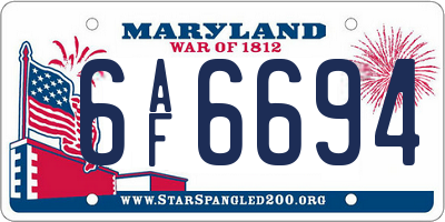 MD license plate 6AF6694