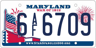 MD license plate 6AF6709