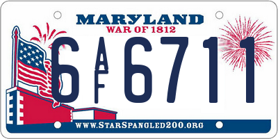 MD license plate 6AF6711