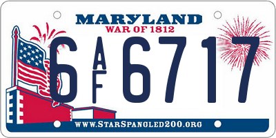 MD license plate 6AF6717