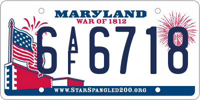 MD license plate 6AF6718