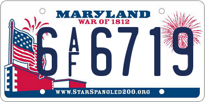 MD license plate 6AF6719
