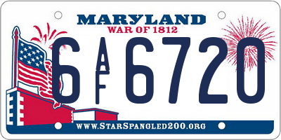 MD license plate 6AF6720