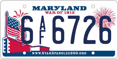 MD license plate 6AF6726