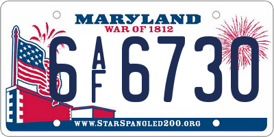 MD license plate 6AF6730