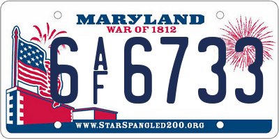MD license plate 6AF6733
